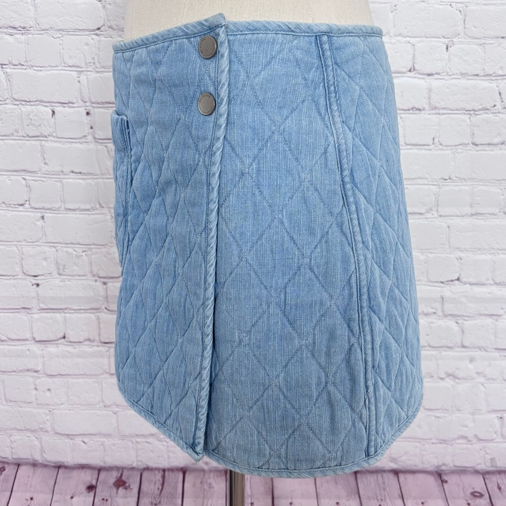 BLANK NYC Skirt Quilted Wrap Denim Blue Mini Skirt—NWT—28 - Picture 8 of 13